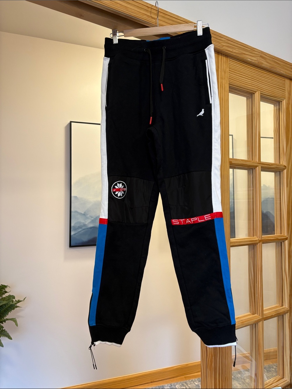 Staple Black Joggers with Blue, White & Red Accents